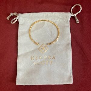 Kendra Scott Davie yellow gold and pave diamond cuff bracelet